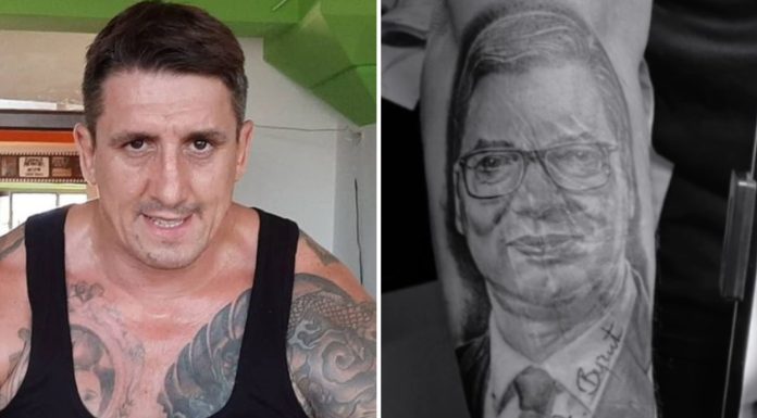 Golubović je istetovirao lik Vučića na ruci.